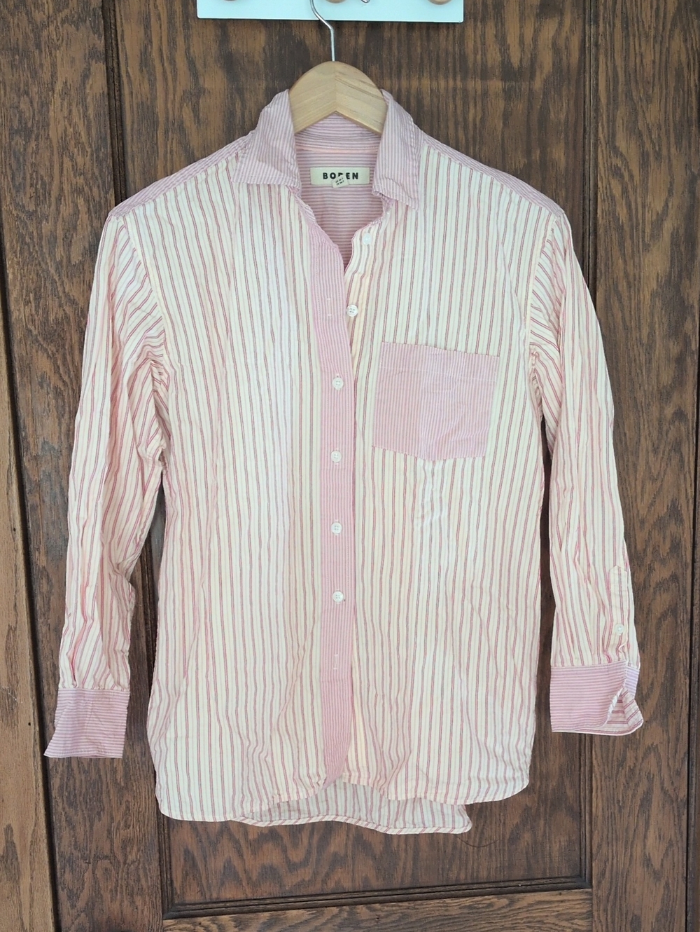 Boden Sadie Relaxed Cotton Shirt - Pink Stripes